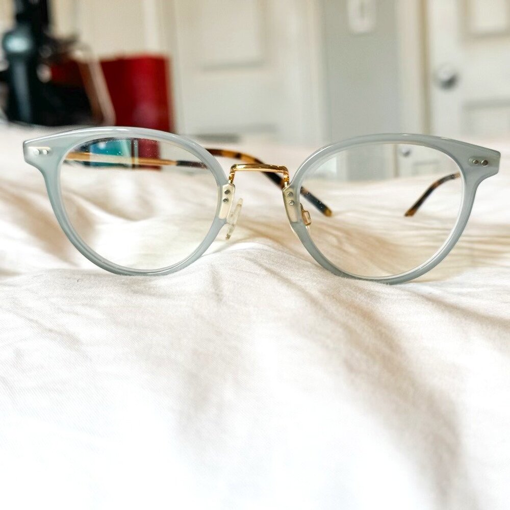 Elina Blue Agave with Polished Gold Warby Parker Eyeglasses